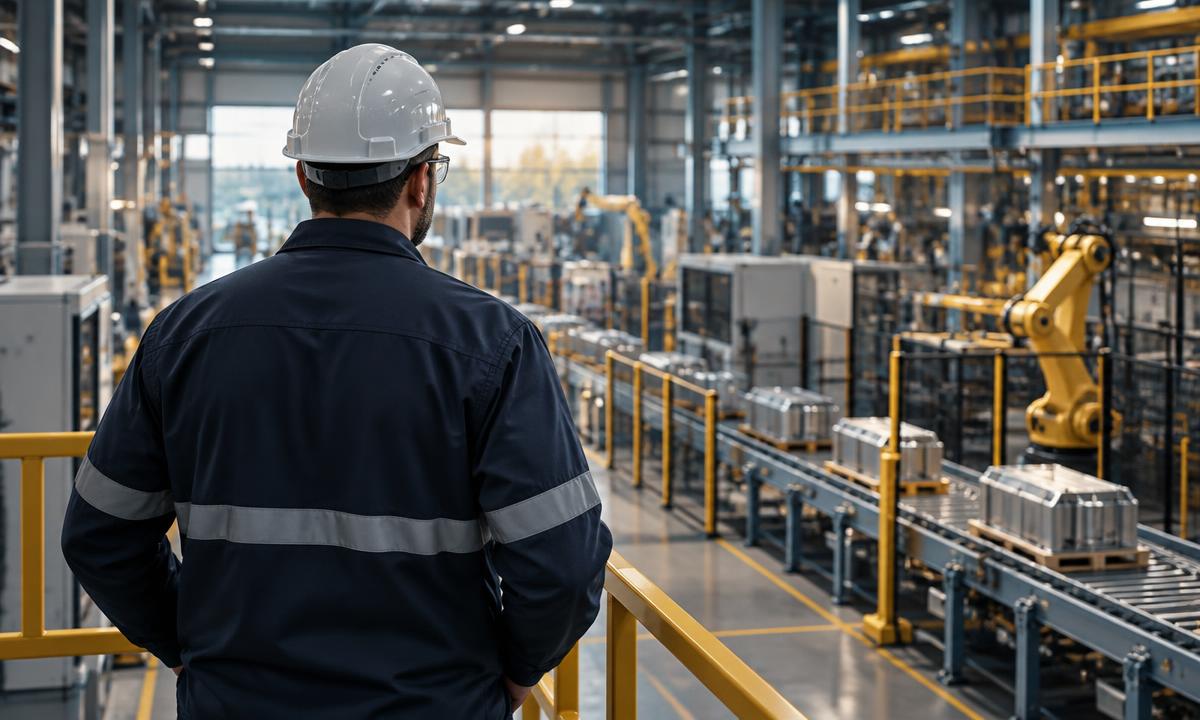 Profissional acompanhando uma operação industrial